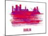 Dublin Skyline Brush Stroke - Red-NaxArt-Mounted Art Print