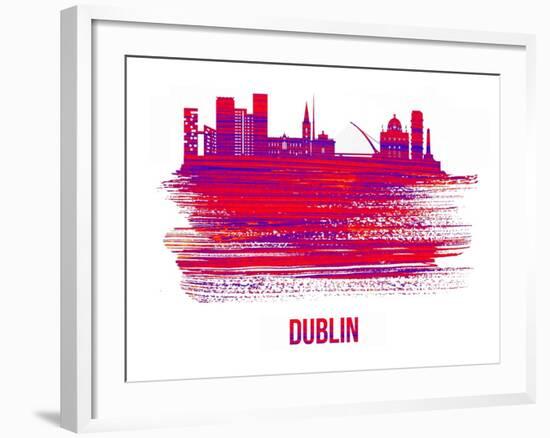 Dublin Skyline Brush Stroke - Red-NaxArt-Framed Art Print