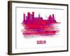 Dublin Skyline Brush Stroke - Red-NaxArt-Framed Art Print