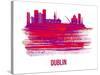 Dublin Skyline Brush Stroke - Red-NaxArt-Stretched Canvas