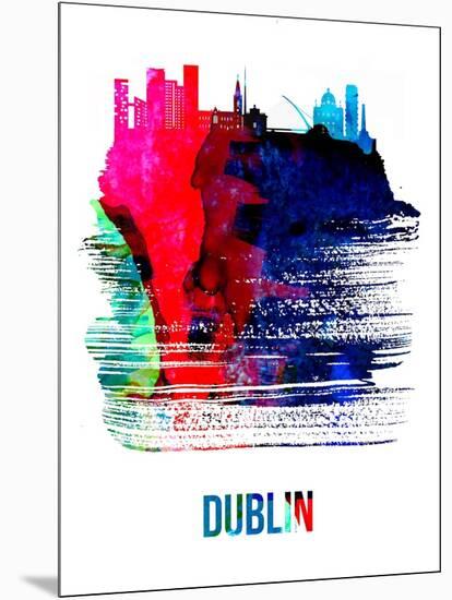 Dublin Skyline Brush Stroke - Watercolor-NaxArt-Mounted Art Print