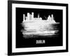 Dublin Skyline Brush Stroke - White-NaxArt-Framed Art Print