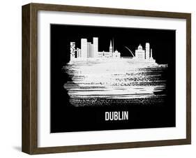 Dublin Skyline Brush Stroke - White-NaxArt-Framed Art Print