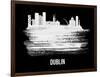 Dublin Skyline Brush Stroke - White-NaxArt-Framed Art Print