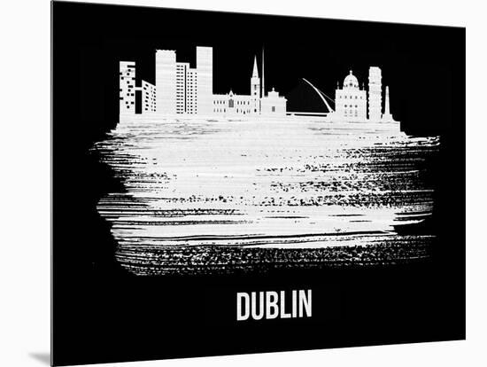 Dublin Skyline Brush Stroke - White-NaxArt-Mounted Art Print