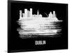 Dublin Skyline Brush Stroke - White-NaxArt-Framed Art Print