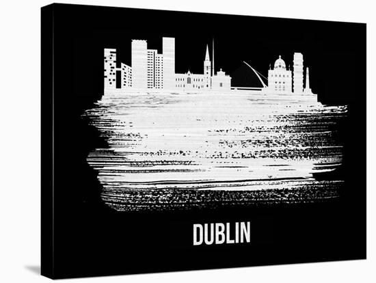 Dublin Skyline Brush Stroke - White-NaxArt-Stretched Canvas