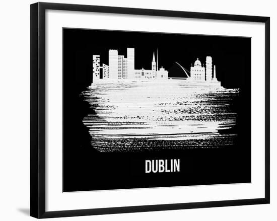 Dublin Skyline Brush Stroke - White-NaxArt-Framed Art Print