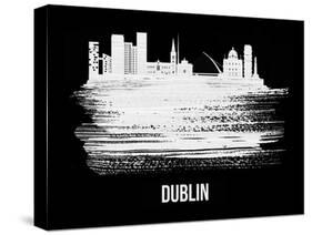 Dublin Skyline Brush Stroke - White-NaxArt-Stretched Canvas