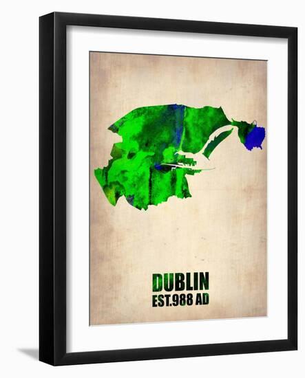 Dublin Watercolor Map-NaxArt-Framed Art Print