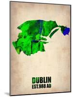 Dublin Watercolor Map-NaxArt-Mounted Art Print