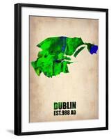 Dublin Watercolor Map-NaxArt-Framed Art Print