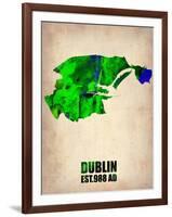 Dublin Watercolor Map-NaxArt-Framed Art Print