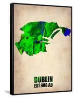 Dublin Watercolor Map-NaxArt-Framed Stretched Canvas