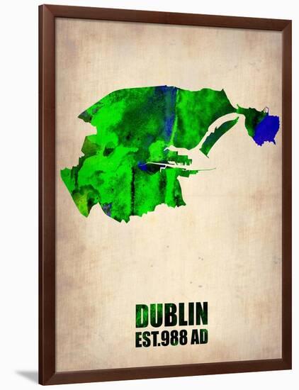 Dublin Watercolor Map-NaxArt-Framed Art Print