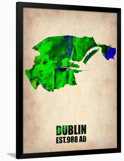 Dublin Watercolor Map-NaxArt-Framed Art Print