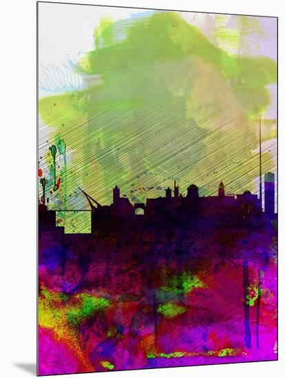 Dublin Watercolor Skyline-NaxArt-Mounted Art Print