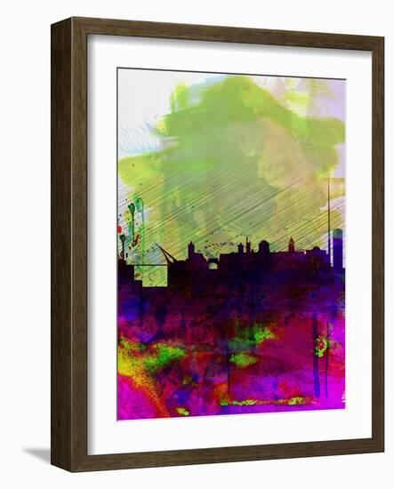 Dublin Watercolor Skyline-NaxArt-Framed Art Print