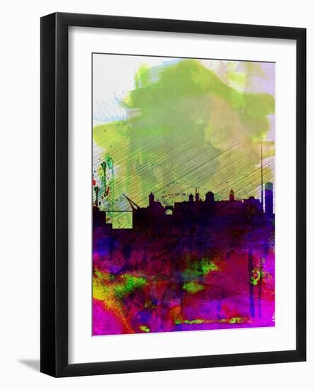 Dublin Watercolor Skyline-NaxArt-Framed Art Print