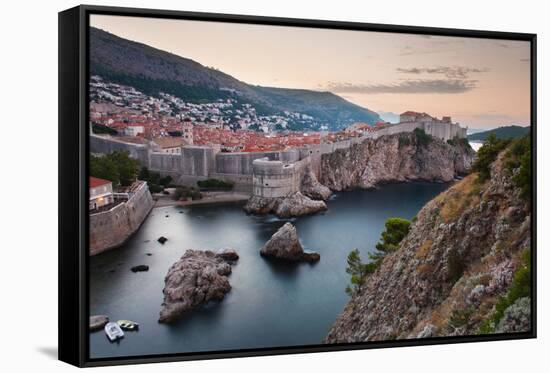 Dubrovnik and the City Walls at Sunrise-Matthew Williams-Ellis-Framed Stretched Canvas