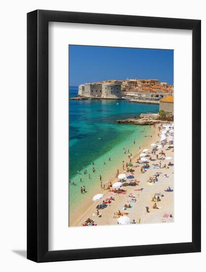 Dubrovnik, Croatia. Beach on the Adriatic Sea near Old Town.-Tom Haseltine-Framed Photographic Print