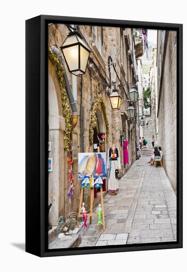 Dubrovnik Old Town, One of the Narrow Side Streets, Dubrovnik, Croatia, Europe-Matthew Williams-Ellis-Framed Stretched Canvas