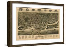 Dubuque, Iowa - Panoramic Map-Lantern Press-Framed Art Print