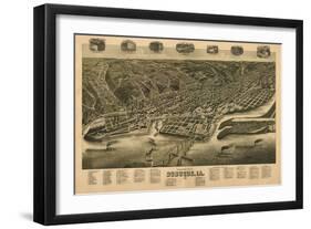 Dubuque, Iowa - Panoramic Map-Lantern Press-Framed Art Print