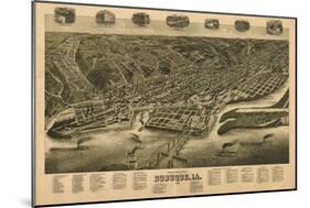 Dubuque, Iowa - Panoramic Map-Lantern Press-Mounted Art Print