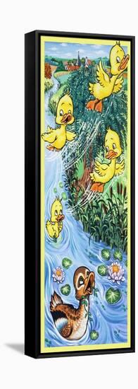 Duck and Flying Ducklings-null-Framed Stretched Canvas