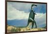 Duck-Billed Dinosaur, Retro-null-Framed Art Print