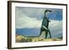 Duck-Billed Dinosaur, Retro-null-Framed Art Print