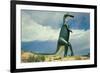 Duck-Billed Dinosaur, Retro-null-Framed Art Print