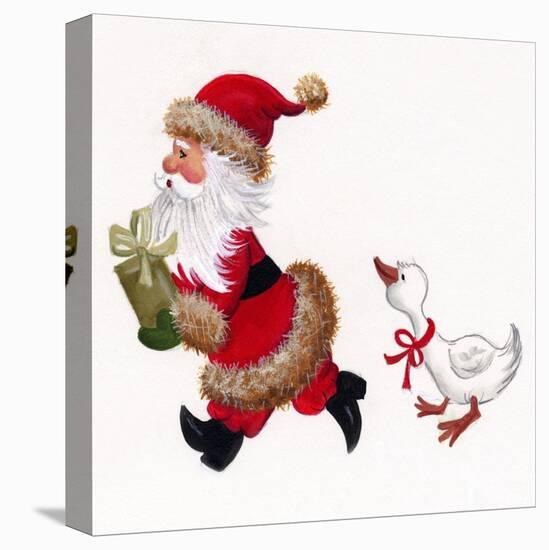 Duck Chasing Santa-Beverly Johnston-Stretched Canvas