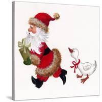 Duck Chasing Santa-Beverly Johnston-Stretched Canvas