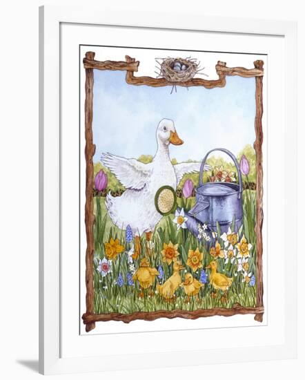 Duck, Chicks, Watering Can, Nestspring, Flowers-Wendy Edelson-Framed Giclee Print