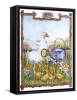 Duck, Chicks, Watering Can, Nestspring, Flowers-Wendy Edelson-Framed Stretched Canvas