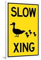 Duck Crossing Plastic Sign-null-Framed Art Print