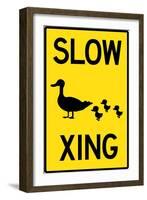 Duck Crossing Plastic Sign-null-Framed Art Print