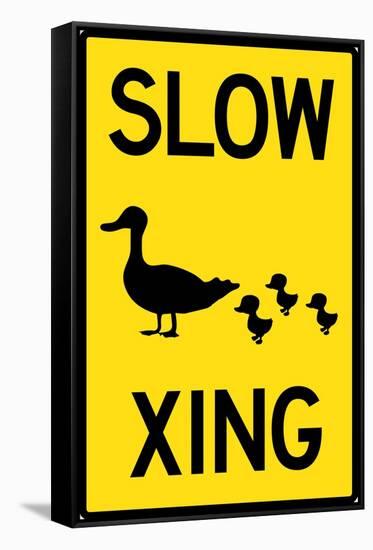 Duck Crossing Plastic Sign-null-Framed Stretched Canvas