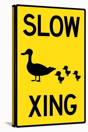 Duck Crossing Plastic Sign-null-Stretched Canvas