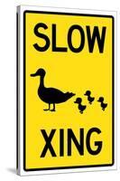 Duck Crossing Sign Poster-null-Stretched Canvas