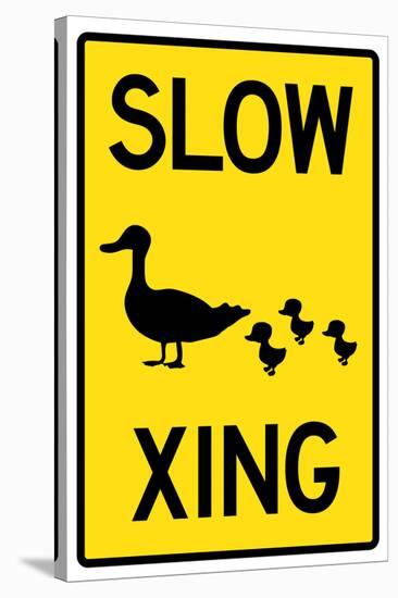 Duck Crossing Sign Poster-null-Stretched Canvas