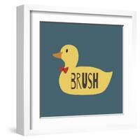 Duck Family Boy Brush-Color Me Happy-Framed Art Print