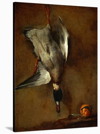 Duck, Hung on a Wall, and a Seville Orange-Jean-Baptiste Simeon Chardin-Stretched Canvas