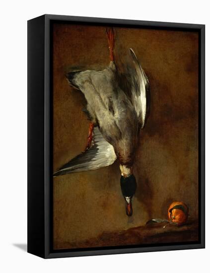 Duck, Hung on a Wall, and a Seville Orange-Jean-Baptiste Simeon Chardin-Framed Stretched Canvas