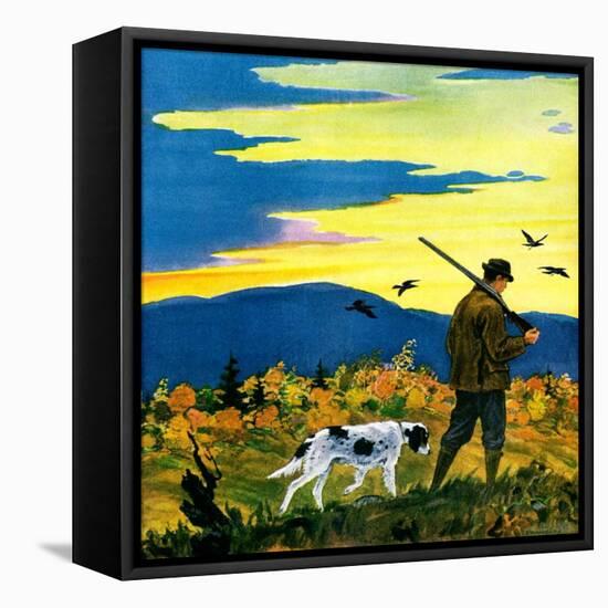 "Duck Hunter and Dog,"October 1, 1929-Paul Bransom-Framed Stretched Canvas