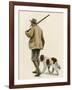 Duck Hunter with His Gun Dog, Circa 1900-null-Framed Giclee Print