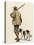 Duck Hunter with His Gun Dog, Circa 1900-null-Stretched Canvas