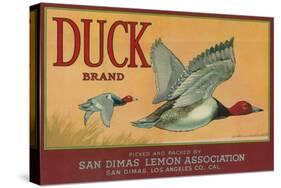 Duck Lemon Label - San Dimas, CA-Lantern Press-Stretched Canvas